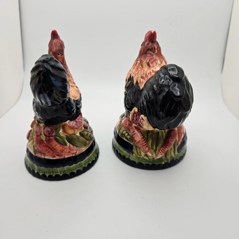 Ceramic Rooster & Hen Salt and Pepper‎ Shakers Farmhouse Country Kitchen Decor